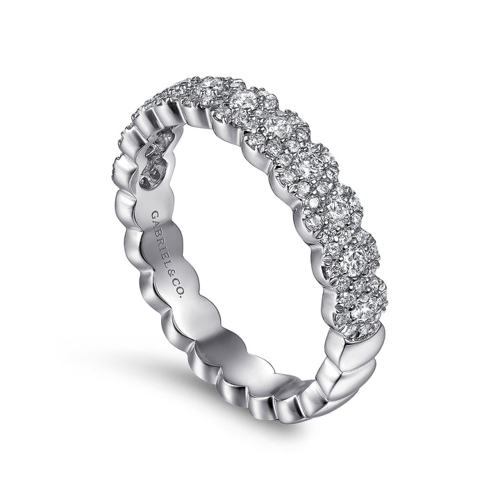 Gabriel & Co. AN14685W44JJ 14K White Gold Round Diamond Halo Anniversary Band
