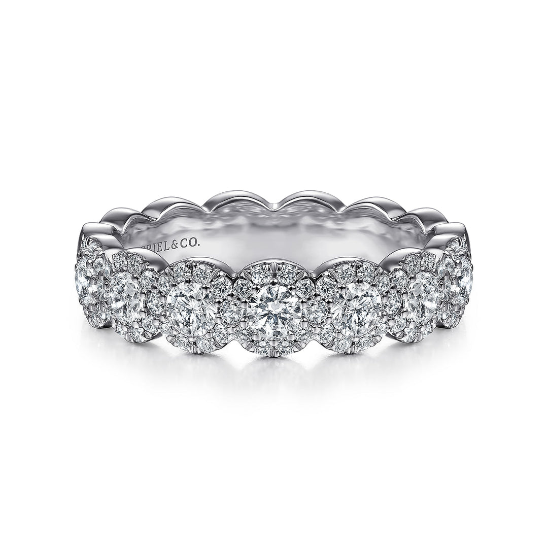Gabriel & Co. AN14686W44JJ 14K White Gold Round Diamond Halo Anniversary Band