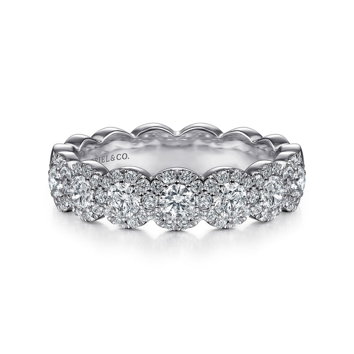 Gabriel & Co. AN14686W44JJ 14K White Gold Round Diamond Halo Anniversary Band