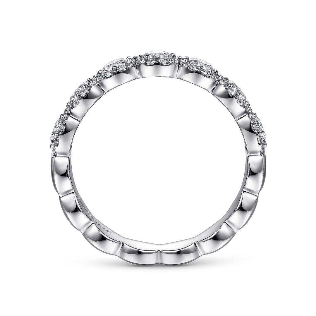Gabriel & Co. AN14686W44JJ 14K White Gold Round Diamond Halo Anniversary Band