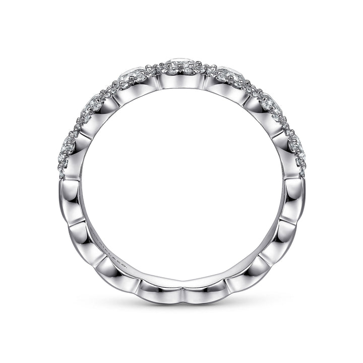 Gabriel & Co. AN14686W44JJ 14K White Gold Round Diamond Halo Anniversary Band