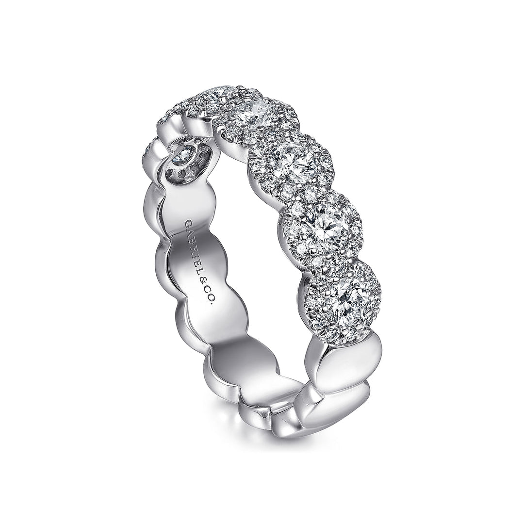 Gabriel & Co. AN14686W44JJ 14K White Gold Round Diamond Halo Anniversary Band