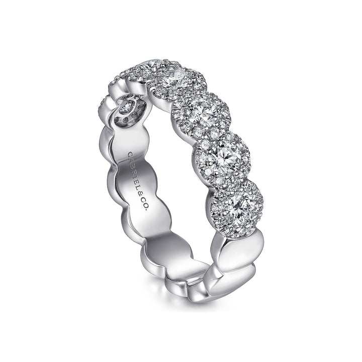 Gabriel & Co. AN14686W44JJ 14K White Gold Round Diamond Halo Anniversary Band