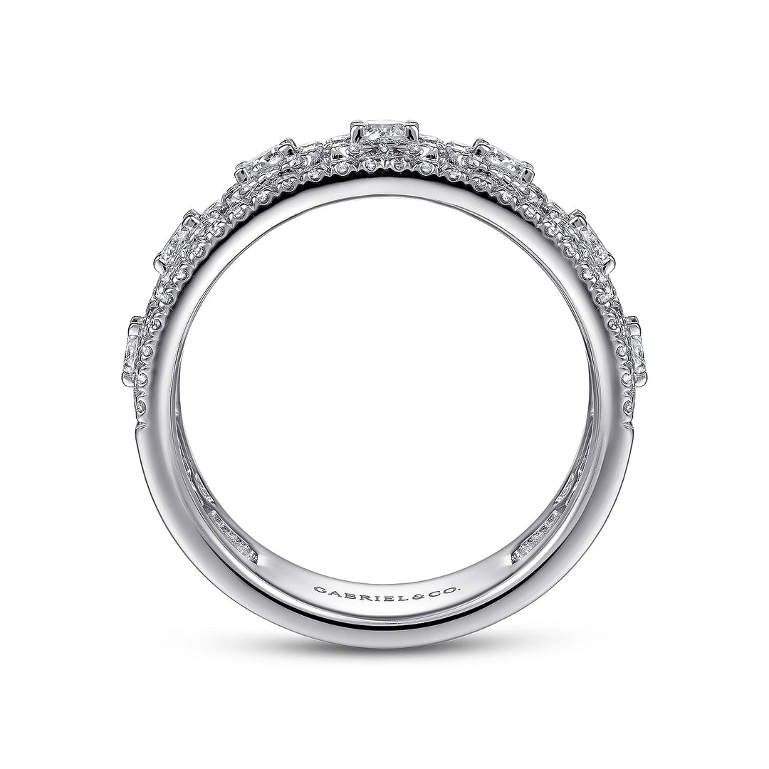 Gabriel & Co. AN14753W44JJ Wide 14K White Gold Diamond Anniversary Band