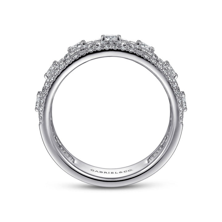 Gabriel & Co. AN14753W44JJ Wide 14K White Gold Diamond Anniversary Band