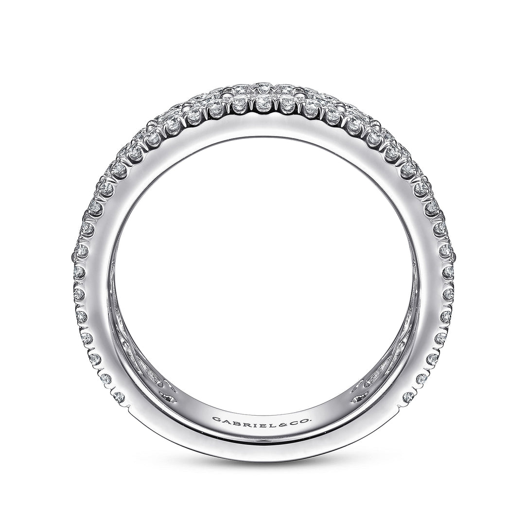 Gabriel & Co. AN15294W44JJ Wide 14K White Gold Round and Baguette Diamond Anniversary Band