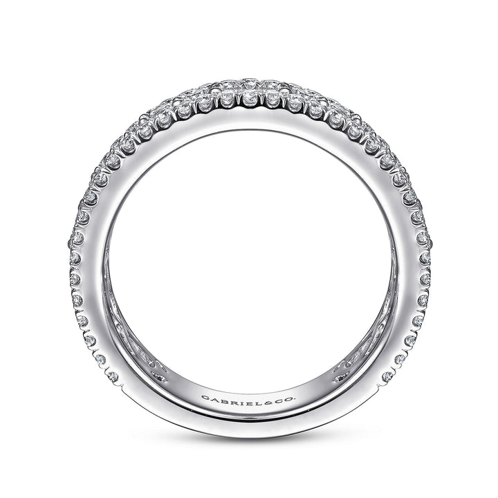 Gabriel & Co. AN15294W44JJ Wide 14K White Gold Round and Baguette Diamond Anniversary Band