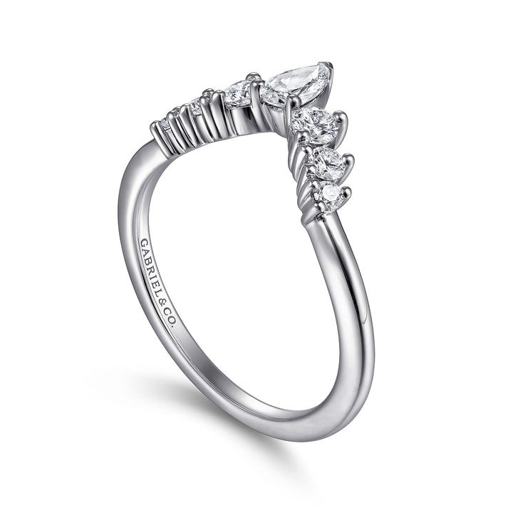 Gabriel & Co. AN15303W44JJ 14K White Gold Curved Diamond Anniversary Band