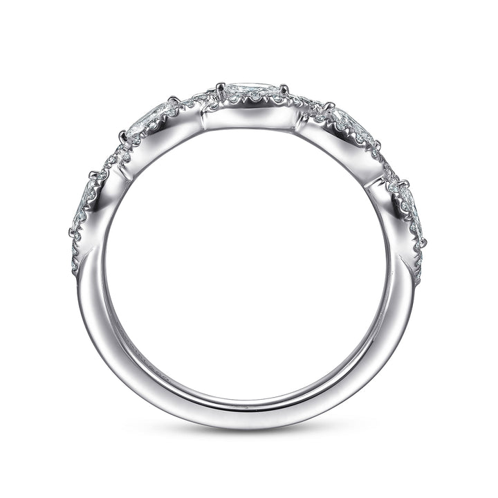 Gabriel & Co. AN15312W44JJ 14K White Gold Marquise Halo Station Diamond Anniversary Band