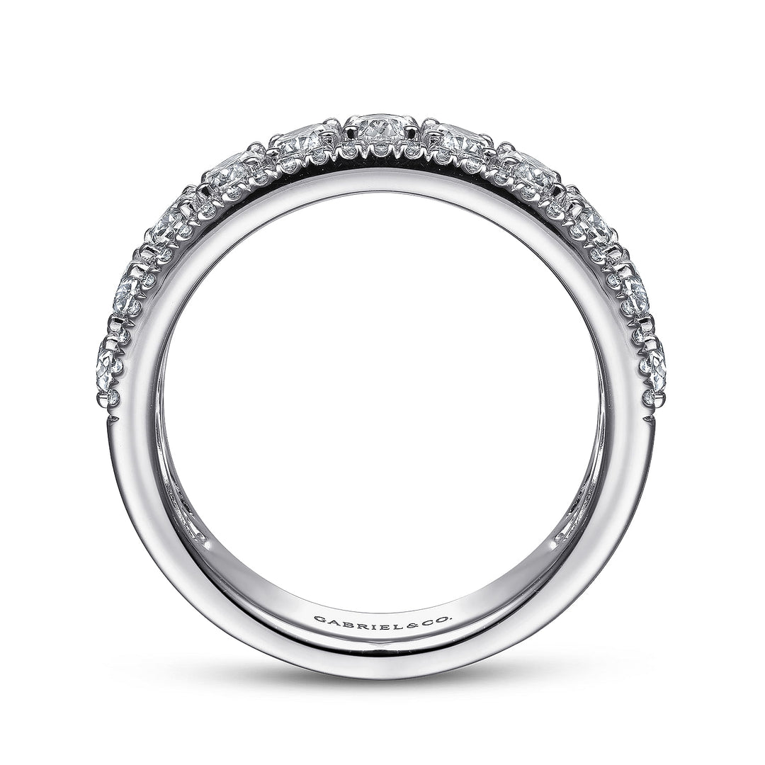 Gabriel & Co. AN15317W44JJ Wide 14K White Gold Oval and Round Diamond Anniversary Band