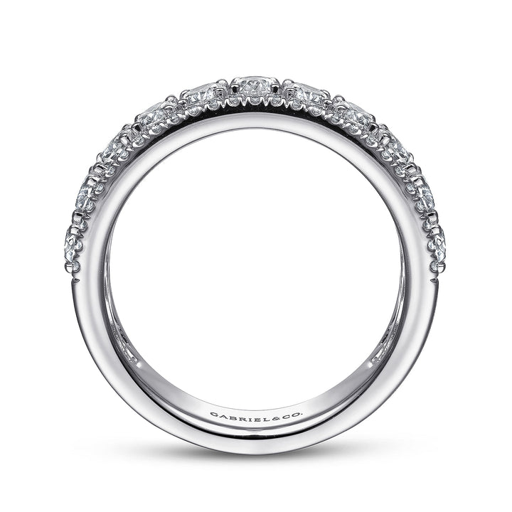 Gabriel & Co. AN15317W44JJ Wide 14K White Gold Oval and Round Diamond Anniversary Band
