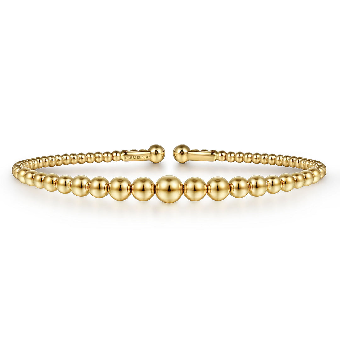 Gabriel & Co. BG4584 62Y4JJJ 14K Yellow Gold Bujukan Open Bangle in size 6.25