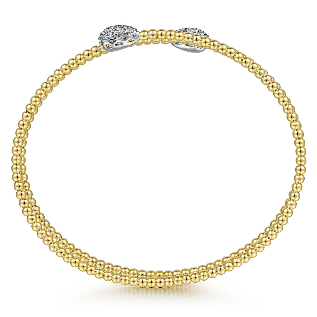 Gabriel & Co. BG4621 62M45JJ 14K White&Yellow Gold Bujukan Bead Wrap Bracelet with White Gold Diamond End Caps