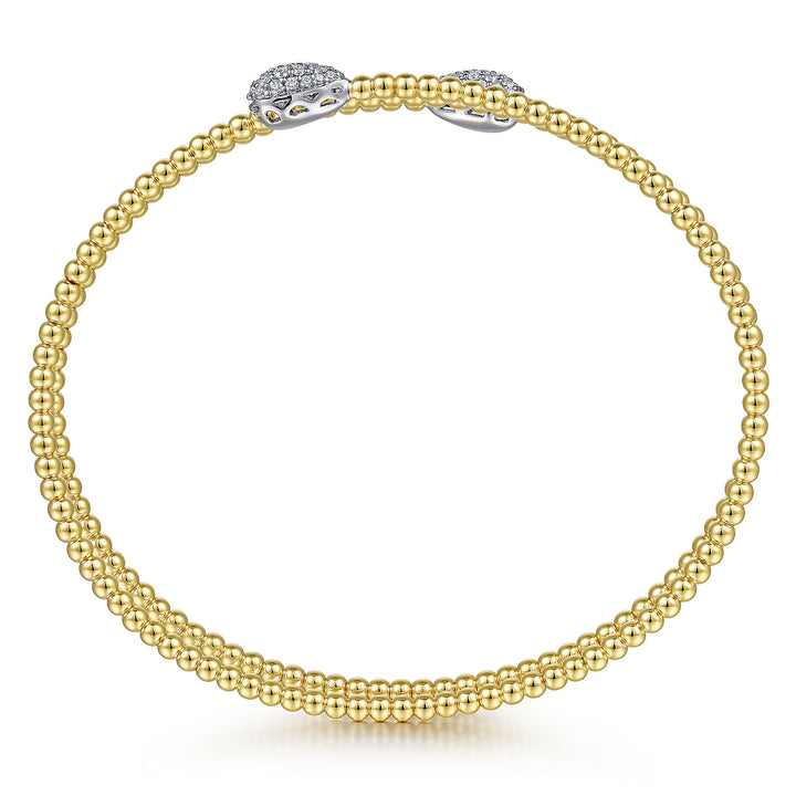Gabriel & Co. BG4621 62M45JJ 14K White&Yellow Gold Bujukan Bead Wrap Bracelet with White Gold Diamond End Caps