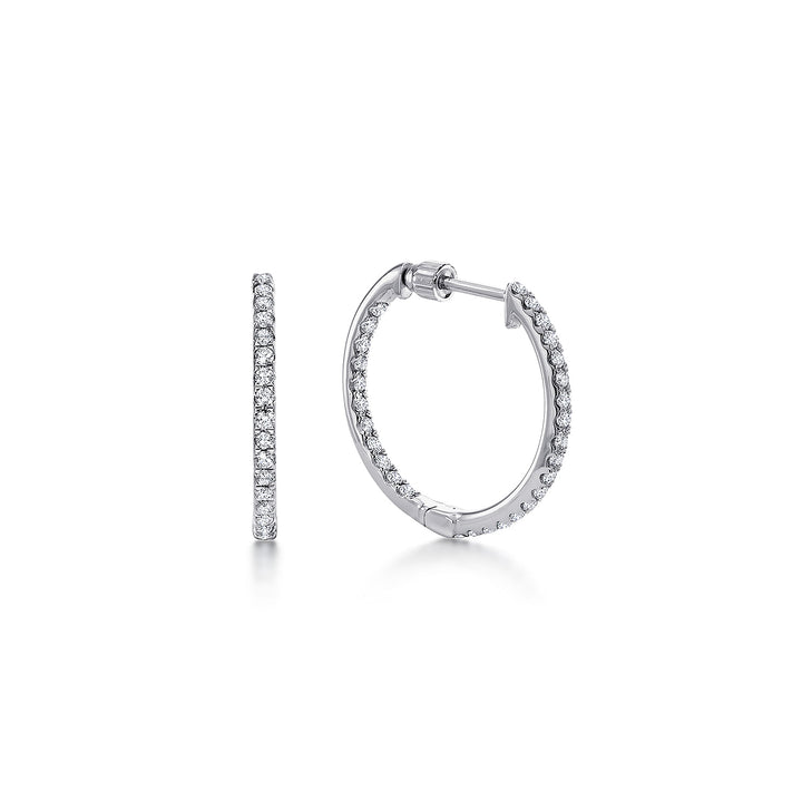 Gabriel & Co. EG10856W45JJ 14K White Gold Tiger Claw Set 20mm Round Inside Out Diamond Hoop Earrings
