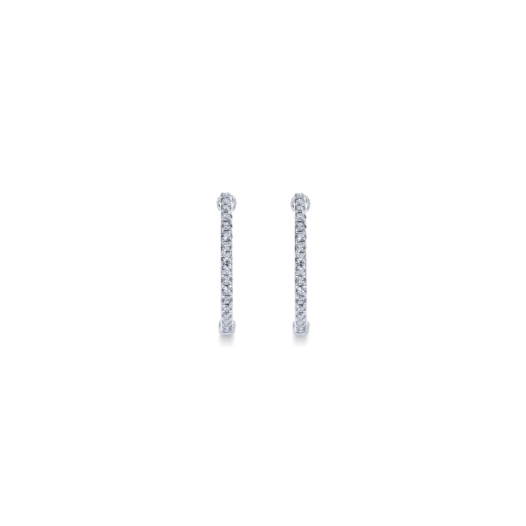 Gabriel & Co. EG10856W45JJ 14K White Gold Tiger Claw Set 20mm Round Inside Out Diamond Hoop Earrings