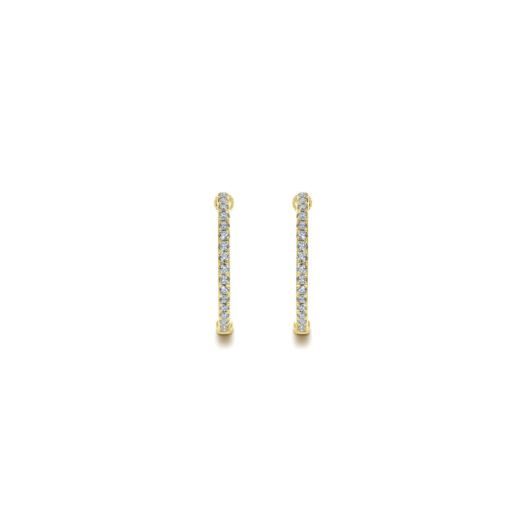Gabriel & Co. EG10856Y45JJ 14K Yellow Gold Tiger Claw Set 20mm Round Inside Out Diamond Hoop Earrings