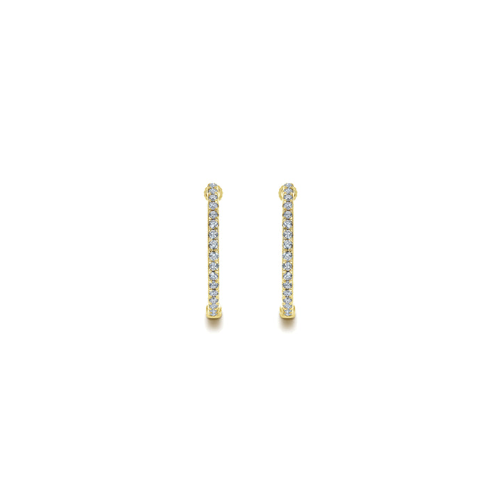 Gabriel & Co. EG10856Y45JJ 14K Yellow Gold Tiger Claw Set 20mm Round Inside Out Diamond Hoop Earrings