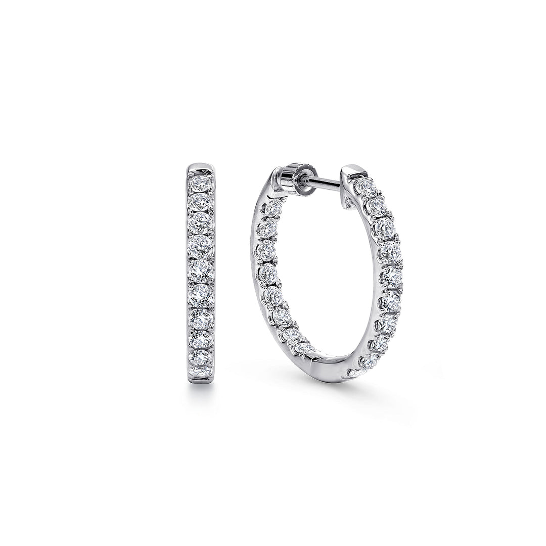 Gabriel & Co. EG10857W45JJ 14K White Gold Tiger Claw Set 20mm Round Inside Out Diamond Hoop Earrings