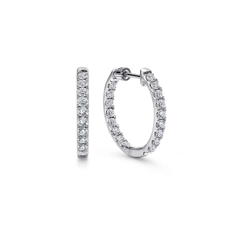 Gabriel & Co. EG10857W45JJ 14K White Gold Tiger Claw Set 20mm Round Inside Out Diamond Hoop Earrings