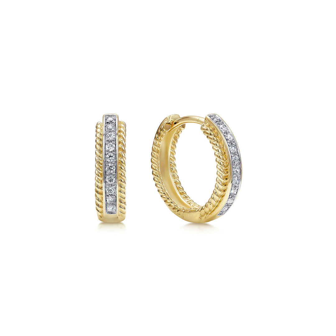 Gabriel & Co. EG10887Y45JJ 14K Yellow Gold 15mm Diamond Hoop Earrings