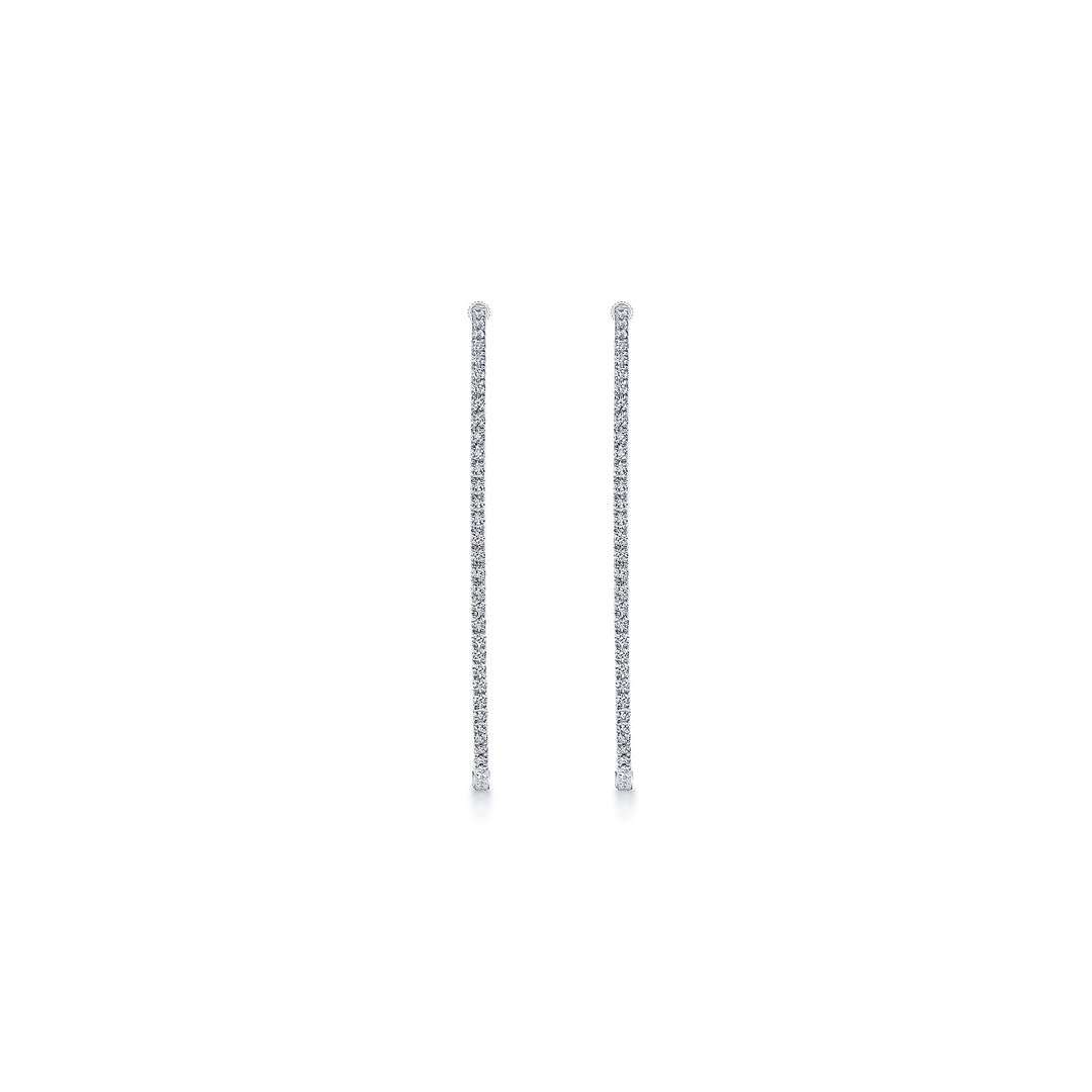 Gabriel & Co. EG11514W45JJ 14K White Gold French Pave  55mm Oval Inside Out Diamond Hoop Earrings