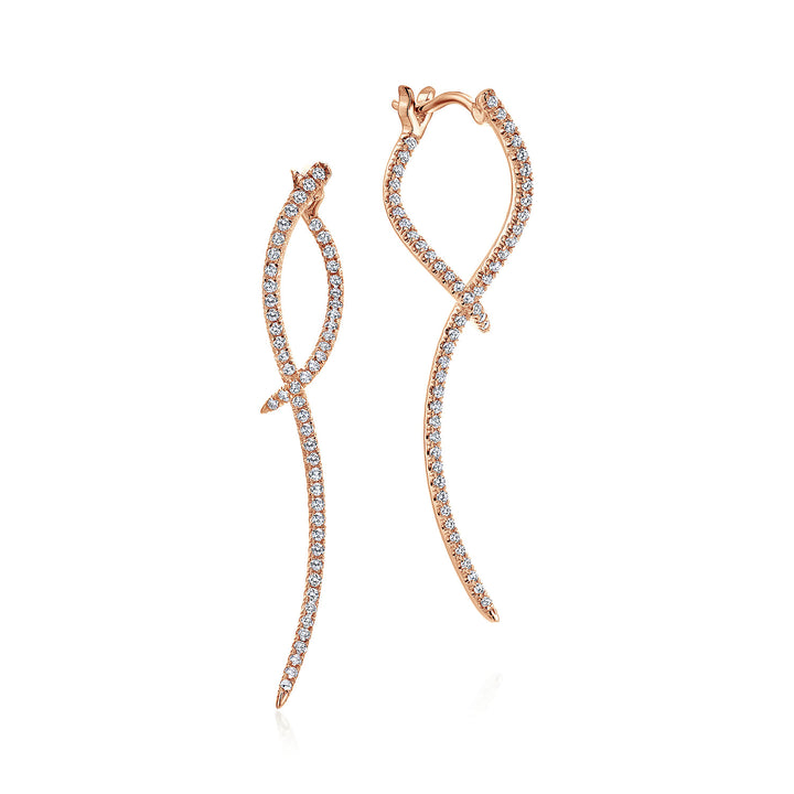 Gabriel & Co. EG12928K45JJ 14K Rose Gold Sculptural Diamond Drop Earrings