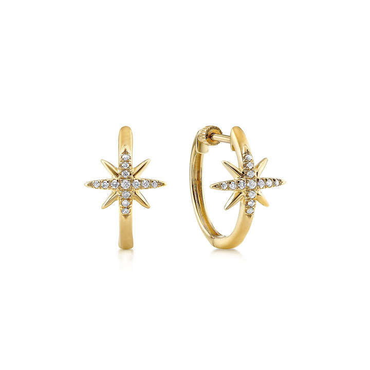 Gabriel & Co. EG13073Y45JJ 14K Yellow Gold 15mm Diamond and Star Huggies