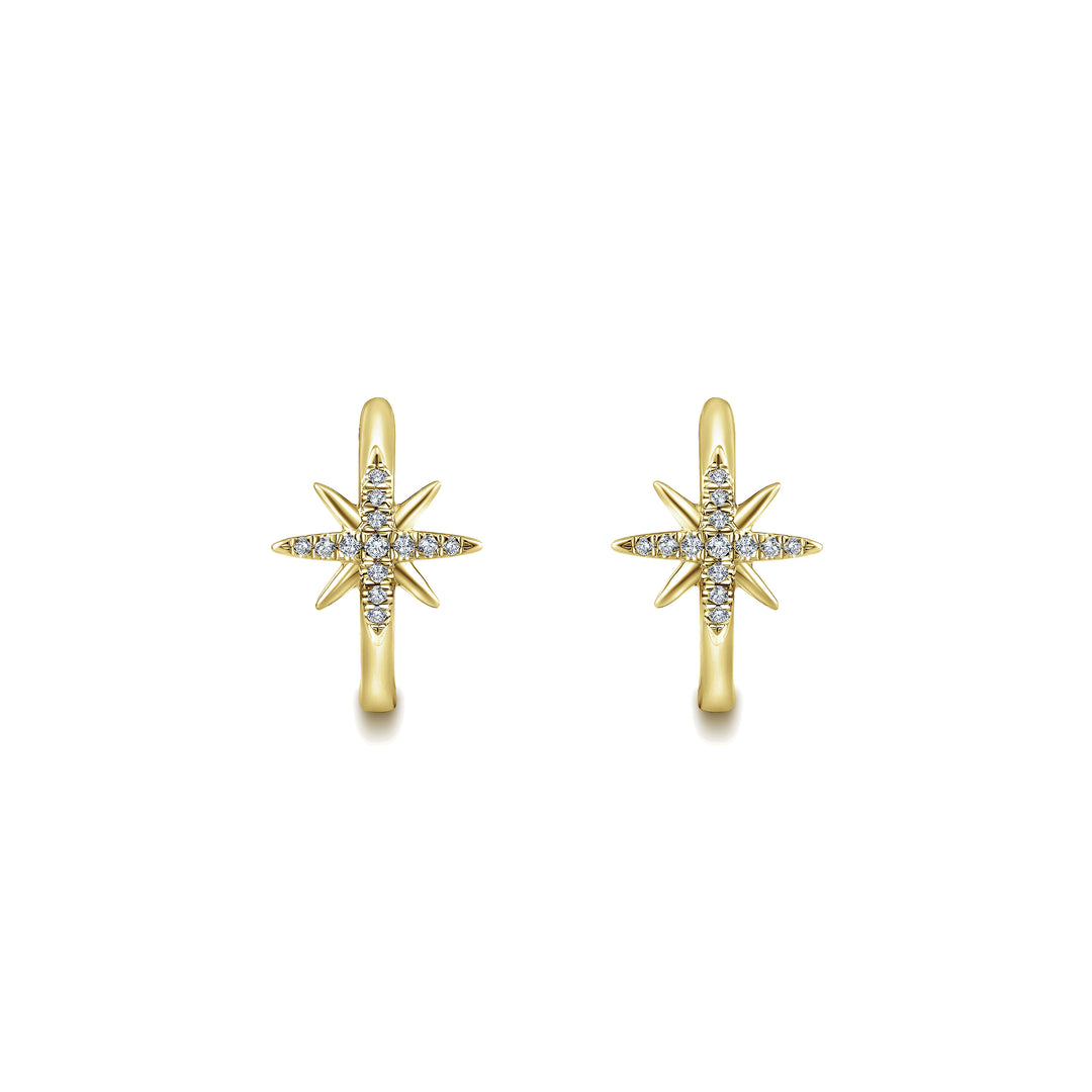 Gabriel & Co. EG13073Y45JJ 14K Yellow Gold 15mm Diamond and Star Huggies