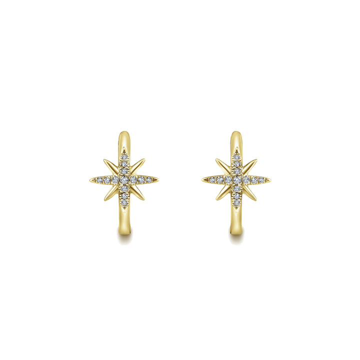 Gabriel & Co. EG13073Y45JJ 14K Yellow Gold 15mm Diamond and Star Huggies