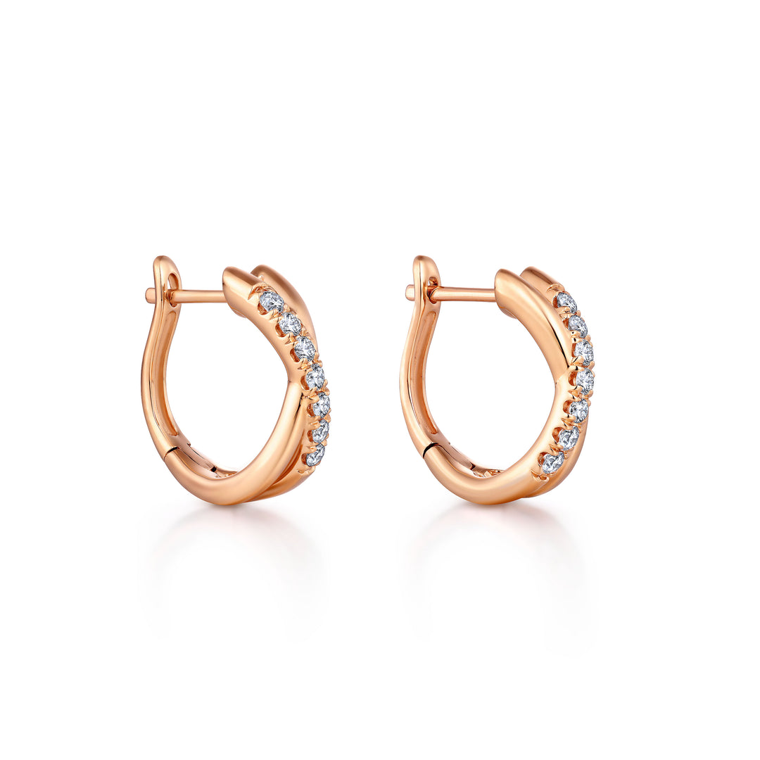 Gabriel & Co. EG13328K45JJ 14K Rose Gold Twisted 15mm Diamond Huggies
