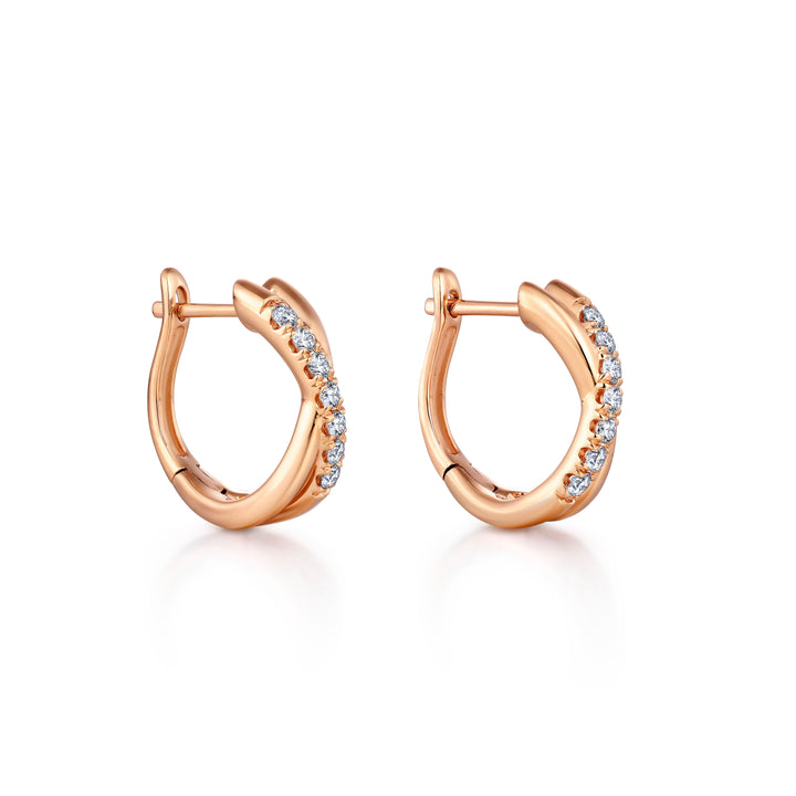 Gabriel & Co. EG13328K45JJ 14K Rose Gold Twisted 15mm Diamond Huggies