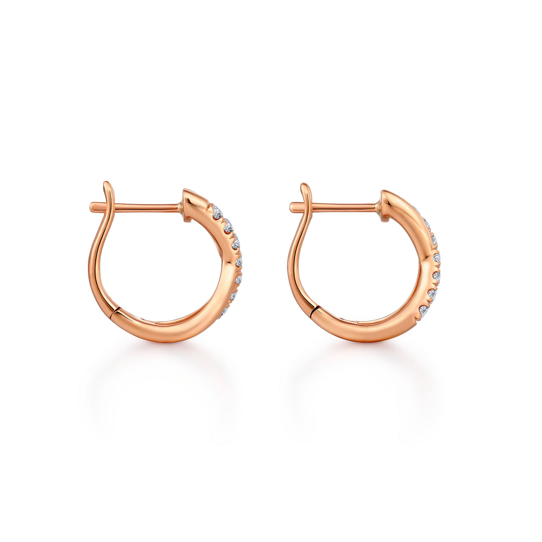 Gabriel & Co. EG13328K45JJ 14K Rose Gold Twisted 15mm Diamond Huggies