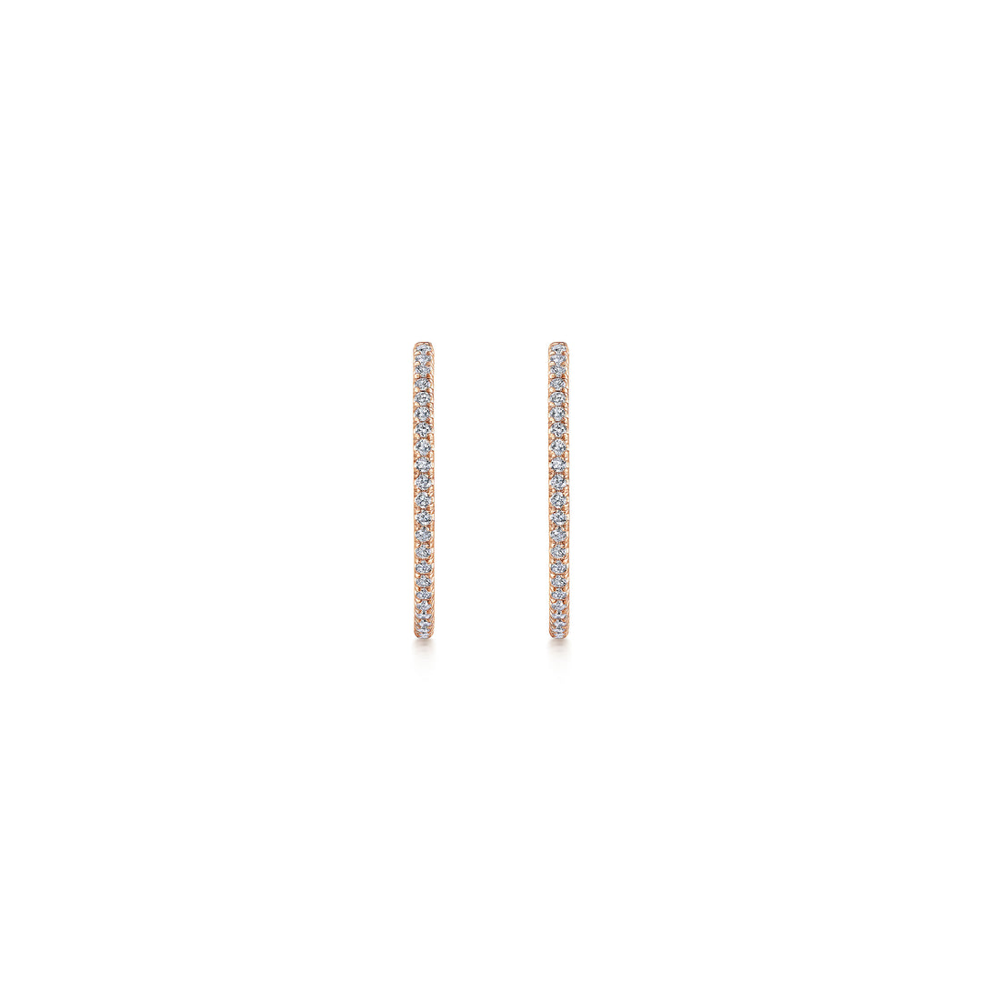 Gabriel & Co. EG13460K45JJ 14K Rose Gold French Pave 20mm Round Inside Out Diamond Hoop Earrings