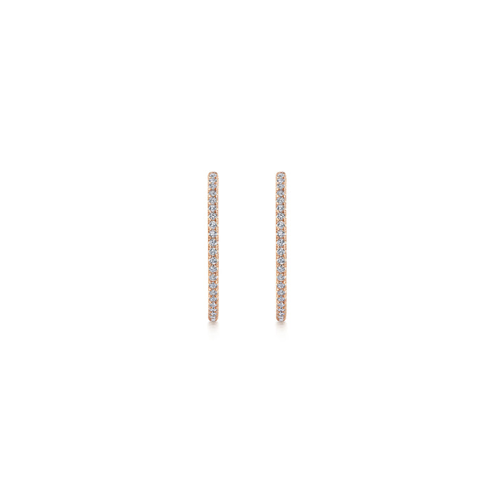 Gabriel & Co. EG13460K45JJ 14K Rose Gold French Pave 20mm Round Inside Out Diamond Hoop Earrings