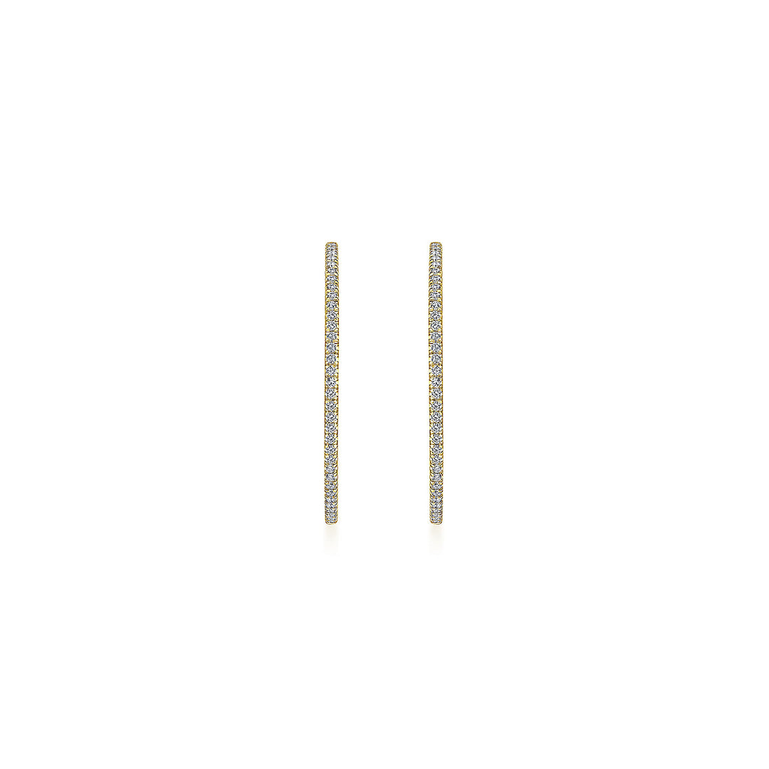 Gabriel & Co. EG13465Y45JJ 14K Yellow Gold French Pave 30mm Round Inside Out Diamond Hoop Earrings