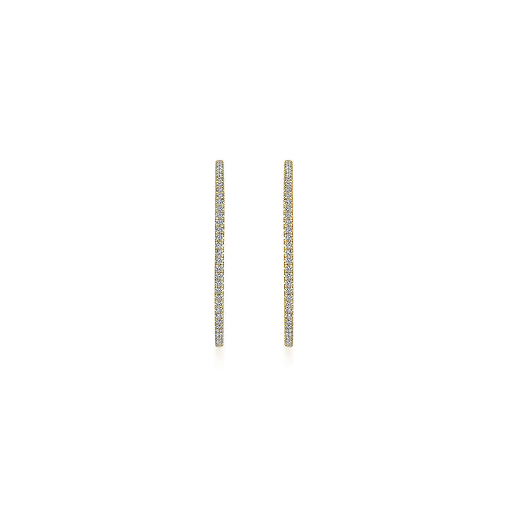 Gabriel & Co. EG13465Y45JJ 14K Yellow Gold French Pave 30mm Round Inside Out Diamond Hoop Earrings