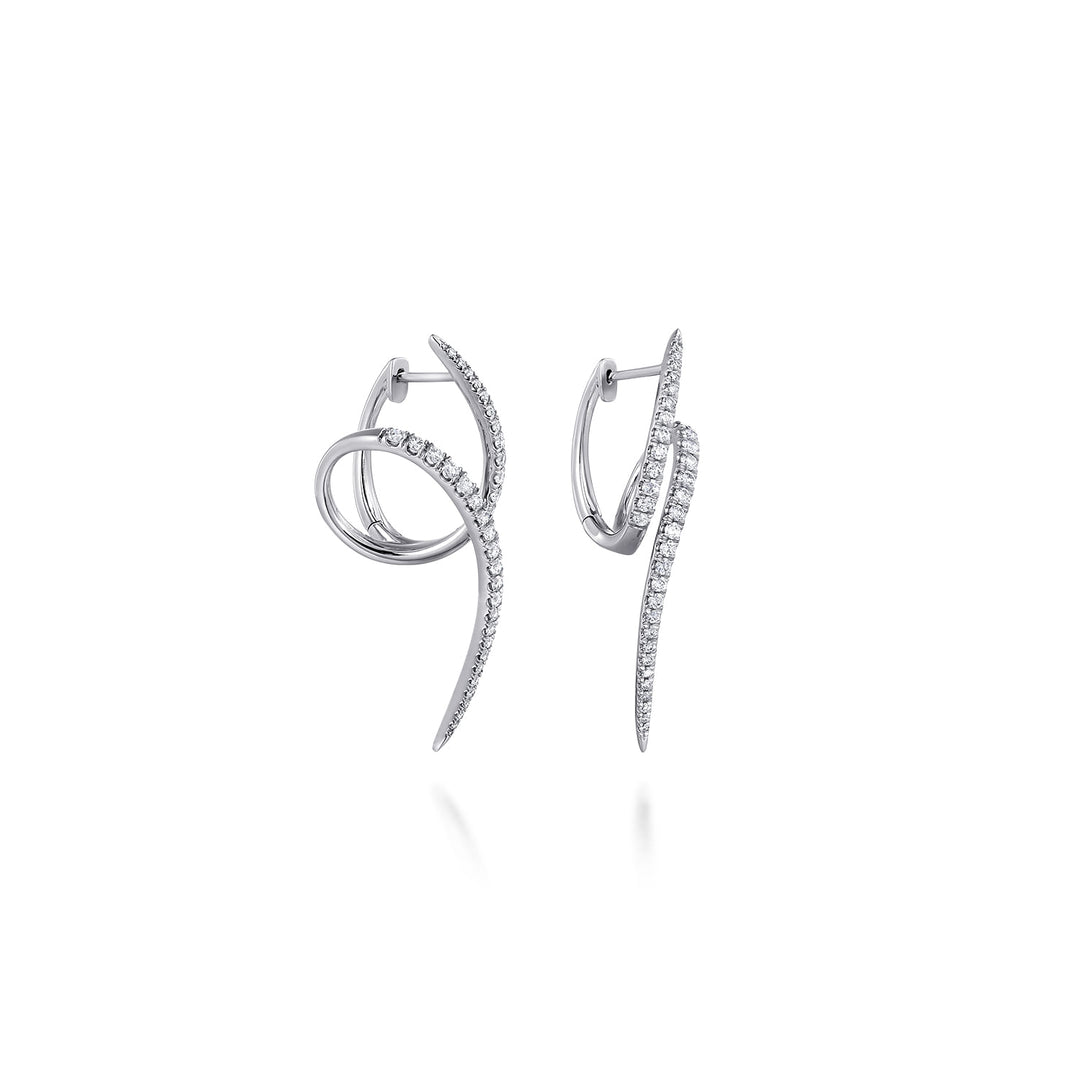 Gabriel & Co. EG13486W45JJ 14K White Gold Swirling 40mm Diamond Huggies