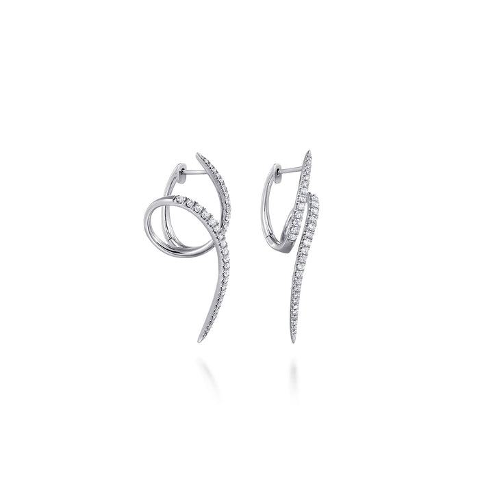 Gabriel & Co. EG13486W45JJ 14K White Gold Swirling 40mm Diamond Huggies