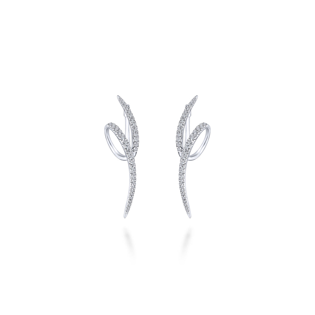 Gabriel & Co. EG13486W45JJ 14K White Gold Swirling 40mm Diamond Huggies