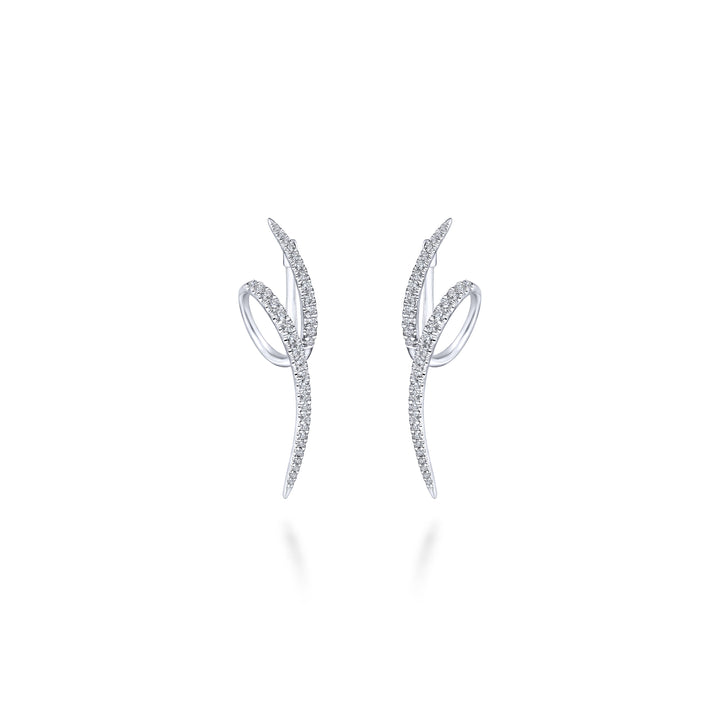 Gabriel & Co. EG13486W45JJ 14K White Gold Swirling 40mm Diamond Huggies
