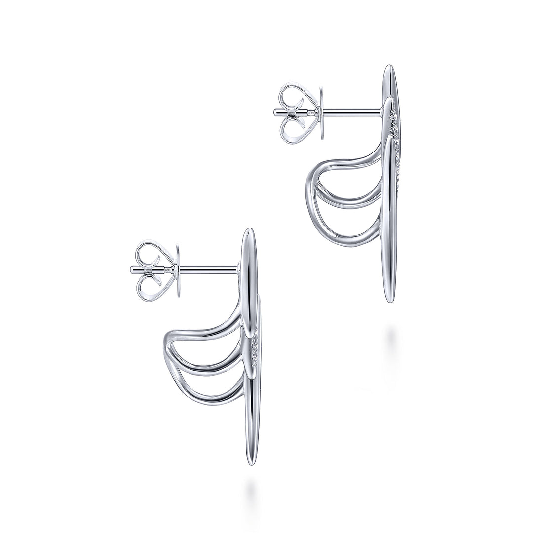 Gabriel & Co. EG13653W45JJ 14K White Gold Three Bar Diamond Stud Earrings