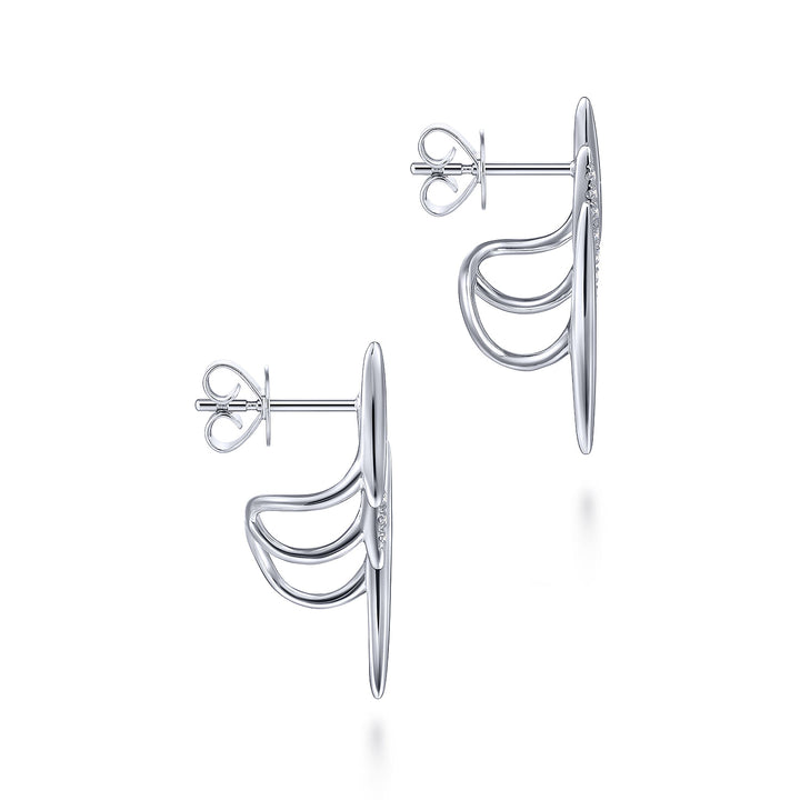 Gabriel & Co. EG13653W45JJ 14K White Gold Three Bar Diamond Stud Earrings