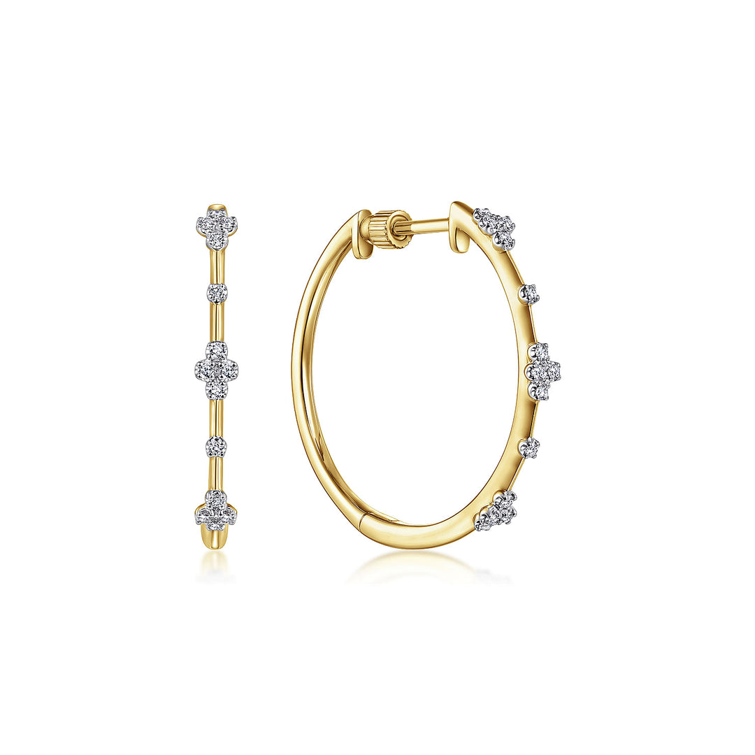 Gabriel & Co. EG13672Y45JJ 14K Yellow Gold Prong Set 20mm Round Classic Diamond Hoop Earrings
