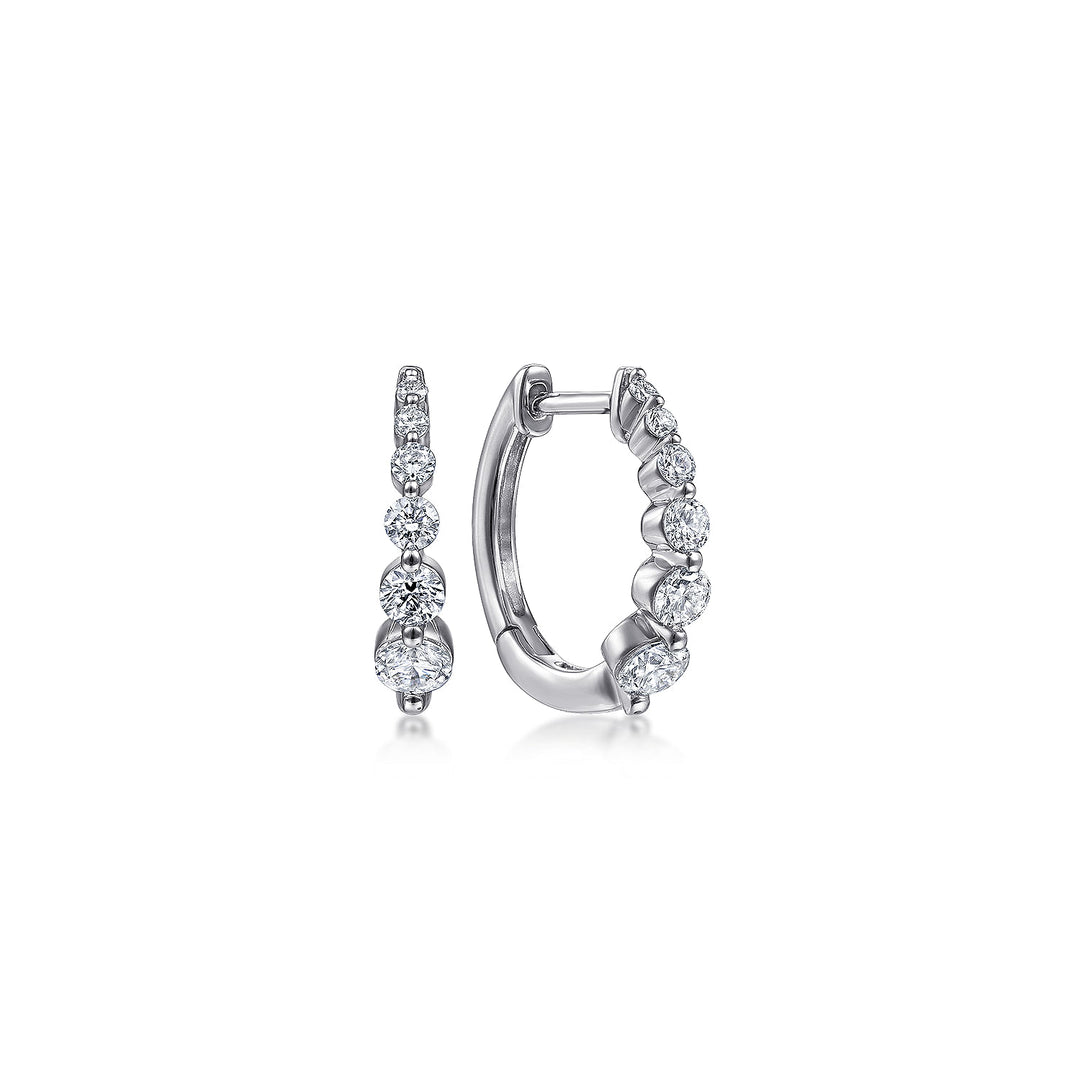Gabriel & Co. EG13836W45JJ 14K White Gold 15mm Round Diamond Huggies