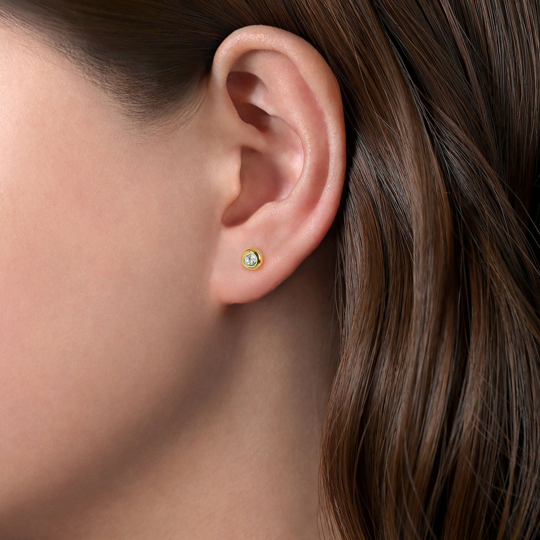 Gabriel & Co. EG14085Y4JWS 14K Yellow Gold Bezel Set White Sapphire  Stud Earrings