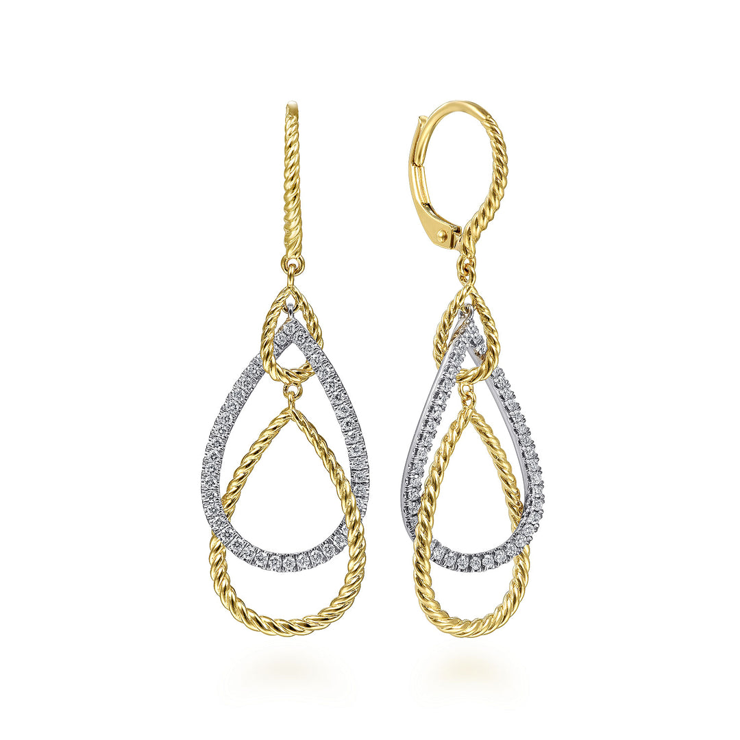 Gabriel & Co. EG14279M45JJ 14K White Yellow Gold Diamond Earrings