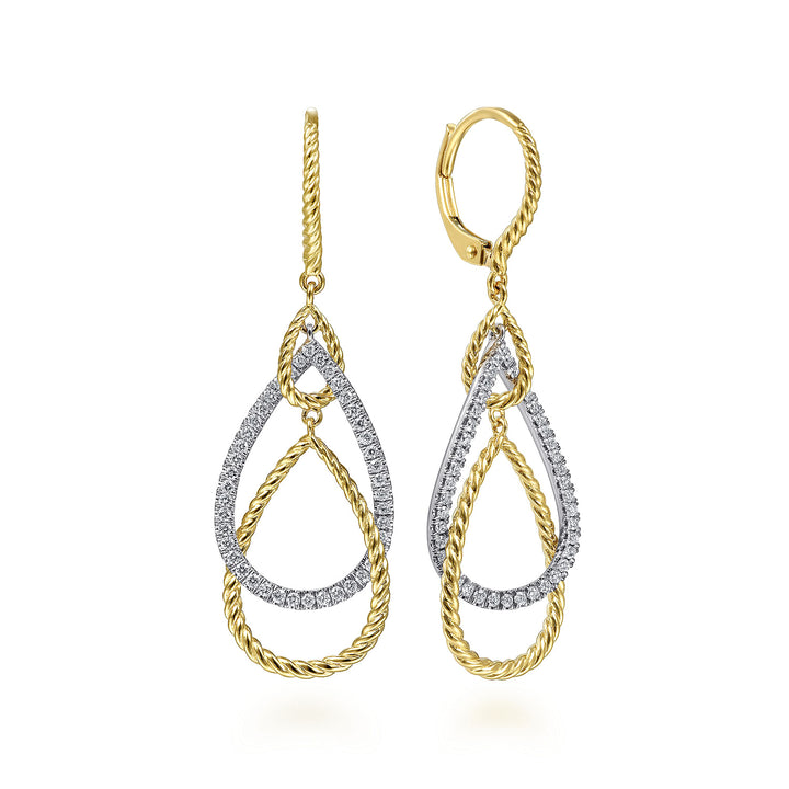 Gabriel & Co. EG14279M45JJ 14K White Yellow Gold Diamond Earrings