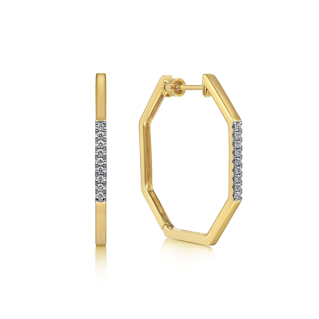 Gabriel & Co. EG14280Y45JJ 14K Yellow Gold 30MM Classic Diamond Hoop Earrings