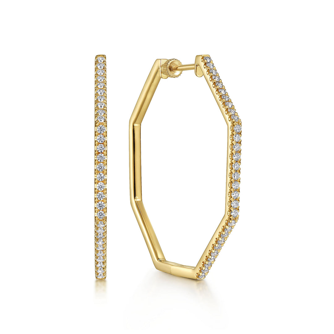 Gabriel & Co. EG14516Y45JJ 14K Yellow Gold 40mm Diamond Classic Hoop Earrings